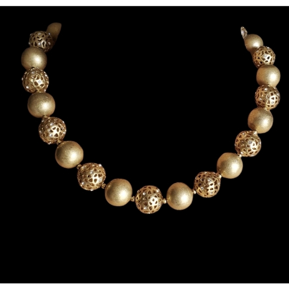 Vtg. Golden Bubbles Necklace by Carolee LUX